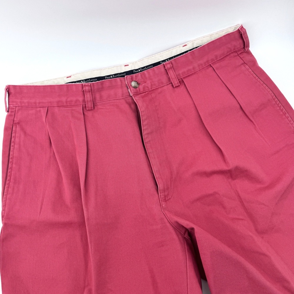 Polo Ralph Lauren Chino Shorts Mens 36  Coral  Pleated Cotton Classic - Picture 4 of 10